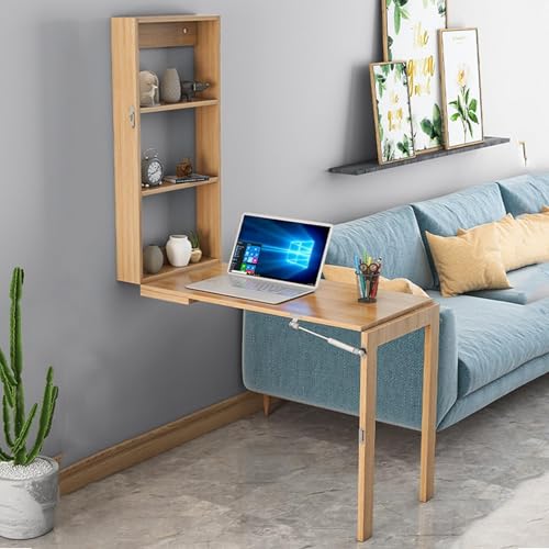 Bureau mural rabattable convertible en table de repas pour studio et cuisine