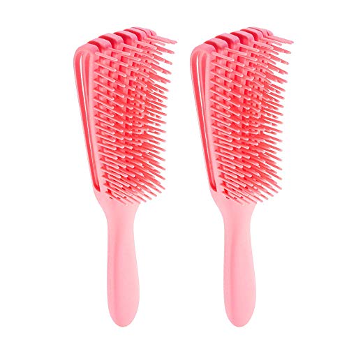 Detangling Brush for Natural Black Hair,Detangler Hair Brush for Afro America 3a to 4c Kinky Wavy, Curly, Coily, Thick Long Hair, Wet n Dry, Apply Conditioner,Easy to Clean (2Xpink)