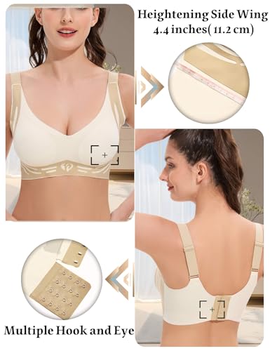 Image of Bras for Women No Underwire, Push Up Bra Wireless Bras for Women Soft and Lightly, Full Coverage Seamless Bra for Everyday, 2XL White