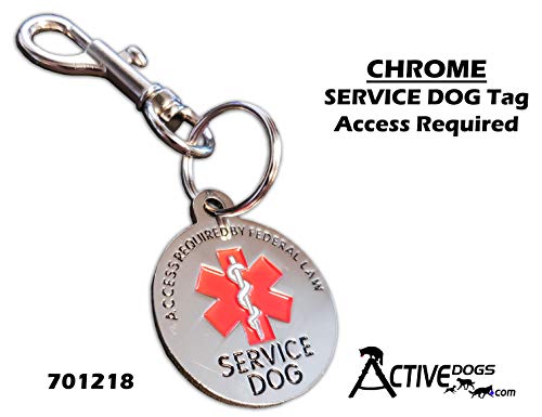 ActiveDogs Service Dog Chrome Tag - Double Sided - ADA Access Required by Federal Law with Red Medical Alert Symbol 1.25 inch. Easily to Attach to Collar, Leash or Harness Vest - Thumbnail 7