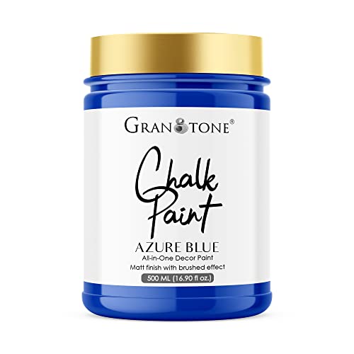 GRANOTONE Chalk Paint for Furniture, Matt-Finish Water-Based Acrylic Paint for Wood, Walls, Metal, Glass, Paper, Fabric Canvas, Maximum Coverage Chalk Paint for Kids & Adults, 500 Ml (AZURE BLUE)