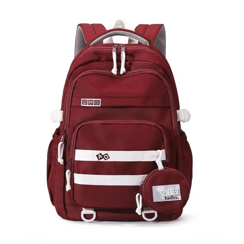 LANSHIYA - LANSHIYA Joli sac à dos esthétique pour filles, étudiants, étudiants, sac à livres, sac à dos de voyage léger couleur unie, A - Rouge, Medium, Style-A
