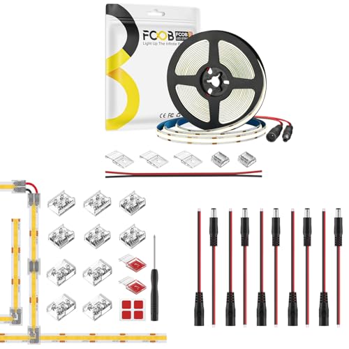Tira LED Flexible COB 16.4FT 12V 4000K Kit Conectores miniatura 1
