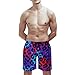 Summer Beach Shorts for Men, Fashion Quick Dry Board Shorts Trippy Red Pink Purple Blue Cheetah Leopard Print Lightweight Swim Trunks with Drawstring (L)