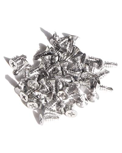 Image of IMScrews 25pcs #10 x 1 /2 inch Stainless Flat Head Phillips Self Drilling Screws, 410 Stainless Steel Full Thread Sheet Metal Wood to Metal Screws