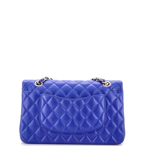Pre-Loved Classic Double Flap Bag Quilted Lambskin Medium, Blue3