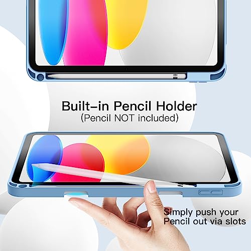 Image of JETech Cover Case for iPad (A16) 11th /10th Generation (2025 /2022) with Pencil Holder, Slim Tablet Cover with Soft TPU Back, Auto Wake /Sleep (Blue)