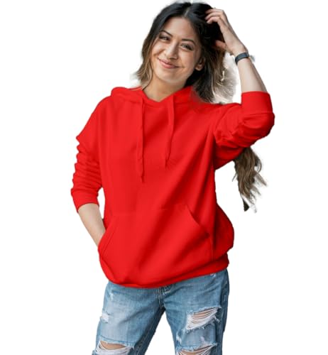 Image of Women's Black Fleece Hoodie Oversized Fit Soft Warm Winter Hooded Sweatshirt with Kangaroo Pocket