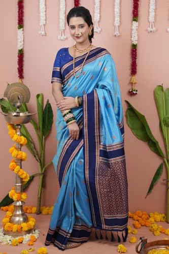 Image of SGF11 Women's Kanjivaram Pure Soft Silk Saree With Unstitched Blouse Piece