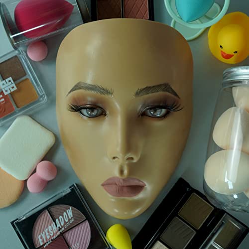 3D Makeup Practice Face Board,Silicone Makeup Mannequin Face, Reusable Beginners To Practice Eyesmakeup Face Eyes Silicone False Cosmetologist,Makeup Artist Full Face Practice Eyelash Eyeshadow Eyeliner Simulation, Real Person Training Model For Self-Study And Beginners Or Makeup Artist Show Teaching #TOP5