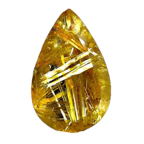 Pierre de quartz rutile doré poire 32x20mm facettée pour création bijou fait main DIY