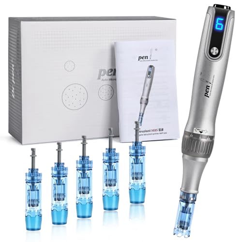 Stylo à micro-aiguilles M8S sans fil avec 6 cartouches rechargeables de rechange