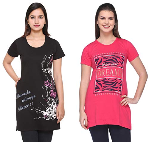 Image of In Love Women's Plus Size Cotton Printed T-Shirt with Pocket - Combo Pack of 2