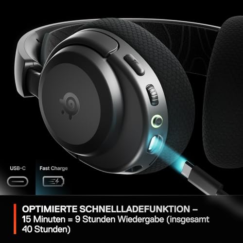 SteelSeries Arctis Nova 3X Wireless Gaming-Headset – App-Steuerung – 40 Std. Akku – Neodym-Magnet-Treiber – 2,4 GHz/Bluetooth – Abnehmbares Mikrofon – Xbox, PS5, PC, Switch, Mobilgeräte - Schwarz