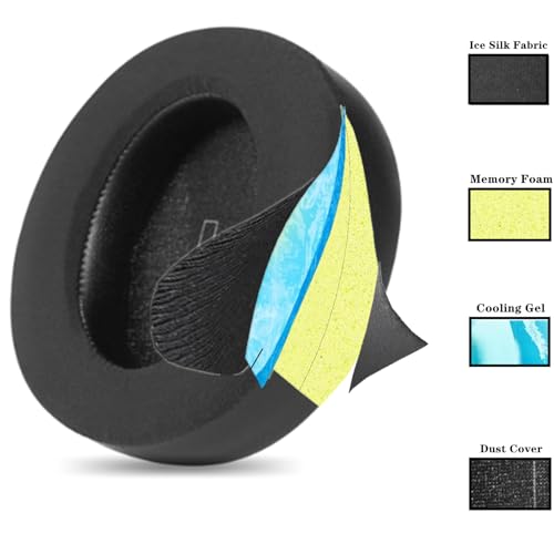 Almohadillas para auriculares con gel refrigerante y espuma viscoelástica, compatibles con Soundcore Space Q30 y Q35 de Anker, tela de seda helada, grosor aumentado (no aptas para S1, Q10, Q20, Q45) miniatura 3