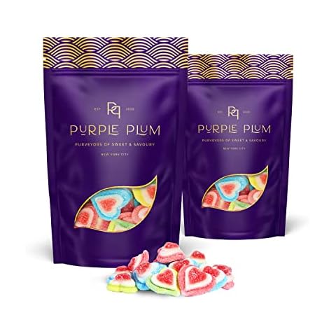 Purple Plum Candy Gift Package - Set of 2 Premium Gift Packs of Premium Nuts, Candies, and Chocolates - Gifts Care Package for Valentines Day, Friends, Birthday, Sympathy, College, Family & Get Well (Rainbow Hearts) Cover