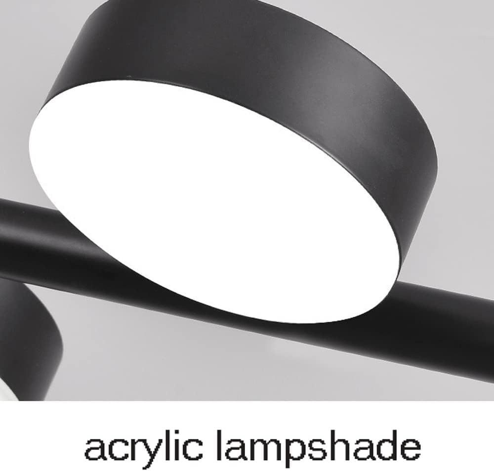 Led Hanging Lamp, 6 Lights Modern Restaurant Kitchen Island Light Fixture, 36W Variable Light Suspension Lighting Chaners, 36W, 3000K-6000K Dimming Lamp(D) (Black)/Black