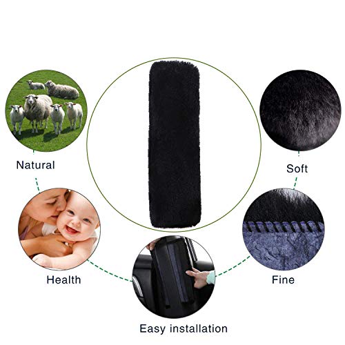 Soft Australian Genuine Sheepskin Wool Auto Seat Belt Cover Seatbelt Shoulder Pad for a More Comfortable Driving, Compatible with All Cars