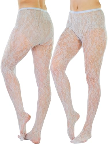 Image of ToBeInStyle Women's Elegant Floral Lace Inspired Spandex Net Full Length Tights