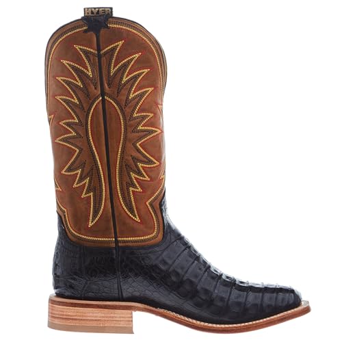 Hyer Mens Big Bow Black Caiman 13 In Vintage Goat Top Cowboy Boot3