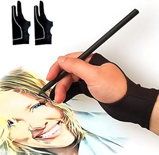 picoggo Artist Glove, 3-Layer Palm Rejection Digital Art Glove for Graphic Tablet, Drawing Glove with Two Fingers for iPad, Paper Sketching, Smudge Guard (2 PCS,Small)