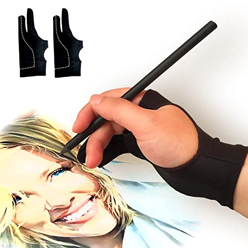 Picoggo Artist's Digital Art Glove for Graphic Tablets & Paper Sketching - 3-Layer Palm Rejection, Smudge Guard (2 PCS, Small)