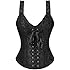 Corset Top Lingerie Bustier Women Shoulder Strap Medieval Bridal Plus Size Black