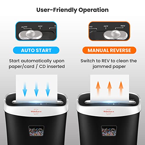 Image of Vidateco 9 Sheet Paper Shredder Home Shredder (9 Sheet Silver & Black) | Anti-Jam P-4 High Security Cross Cut, 3.9-Gallon Basket, Shreds Credit Cards, CDs, Staples & Paper Clips, ETL
