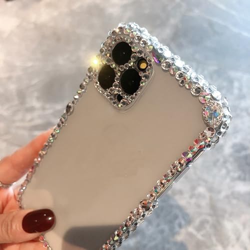 Coque en cristal avec strass pour iPhone 14 13 12 11 Pro Max transparente