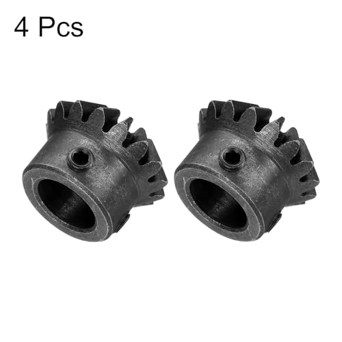 Image of uxcell 4pcs Bevel Gear 1.5 Module 1:1 Reduction Rate 16T 12mm Hole Dia Bevel Pinion Gear, 90 Degree Steering Gear for Hardware Mechanical Rotation