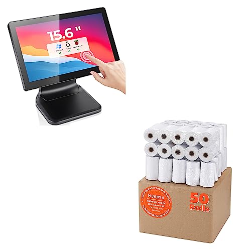Image of 15.6-inch POS-TouchScreen-Monitor, POS-Systems-for-Small-Business and MUNBYN 2 1 /4 inch x 50' Thermal Paper (50 Rolls), BPA Free Receipt Paper
