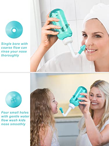 Neti Pot Sinus Rinse Bottle Nose Wash Cleaner Pressure Rinse Nasal Irrigation For Adult & Kid Bpa Free 300 Ml With 30 Nasal Wash Salt Packets And Sticker Thermometer #TOP2