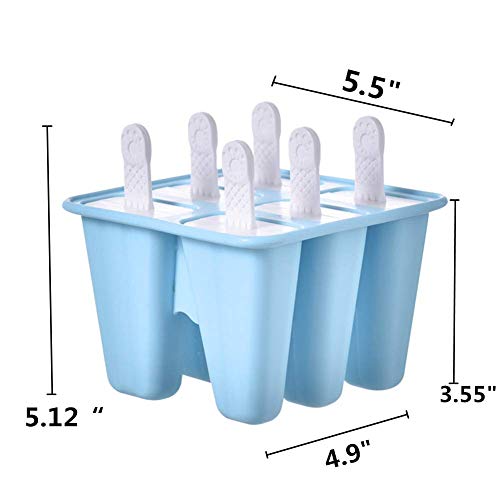 Popsicle Mould,Popsicle Maker Popsicle Molds 6 Pieces Silicone Ice Pop Molds BPA Free Popsicle Mold Reusable Easy Release Ice Pop Make (Blue) - Image 3