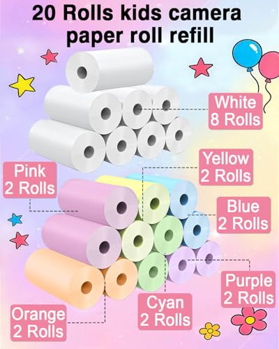 20 Rollen Sofortbildkamera-Nachfüllpapier, HD Kidizoom Druckkamera-Papier, Nachfüllpackung für die meisten Kinder, Sofortbildkamera, BPA-frei (2,5 x 5,7 cm)