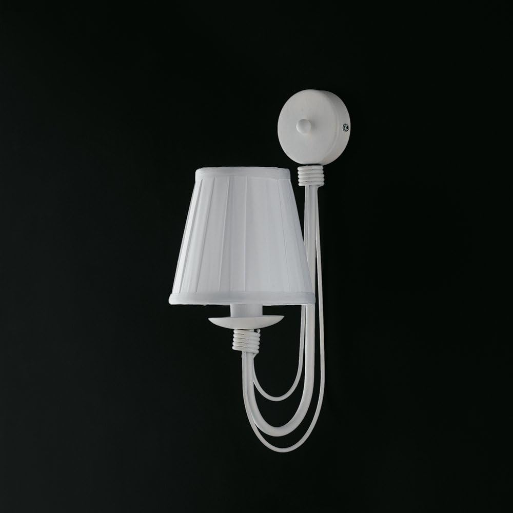 Aplique De Pared Be Light - Hierro Shabby Chic Blanco Con Strass - 1 Luz E14 - Hecho A Mano En Italia - 22x32 Cm