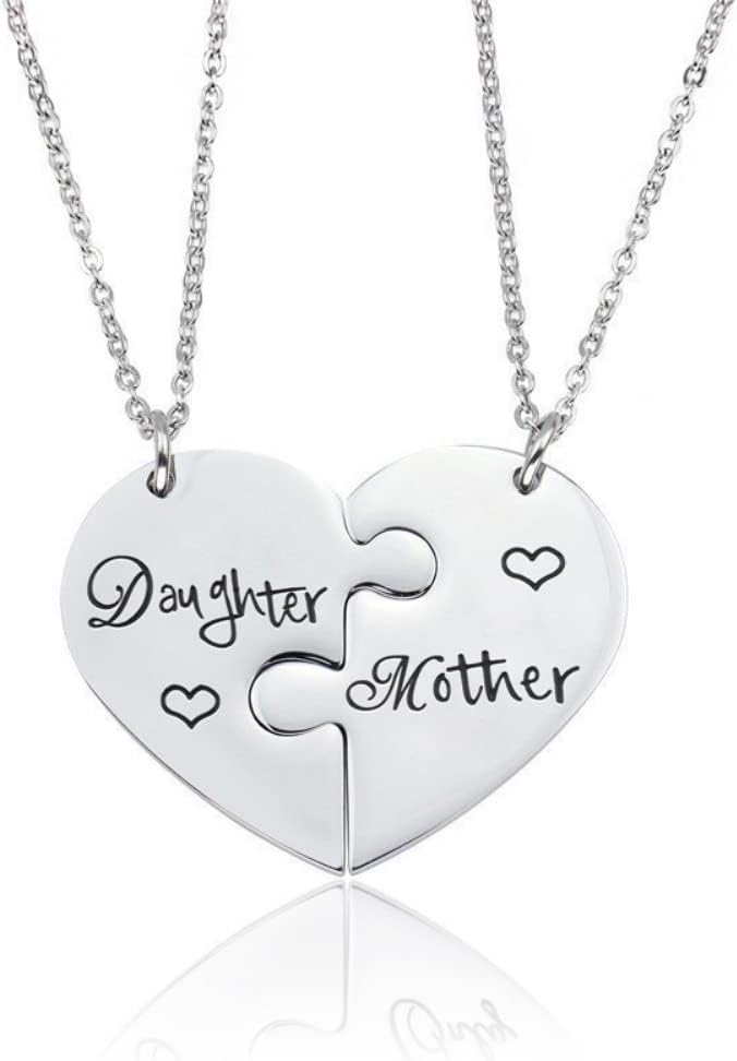 Xiyantiji Mother Daughter Gift Necklace Matching Heart Necklaces for Women Mom Birthday Christmas Gifts from Daughter Necklaces from Mom and Daughter Necklace for 2 - Small
