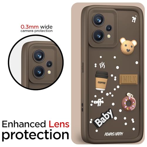 Image of Bintage Ball Bear| Donut| Milk Cake| Baby| Coffee Rubber Case Full Body & Camera Protection Back Cover Compatible for Realme 9 4G - Brown