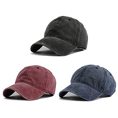 Image of HH HOFNEN Baseball Cap Washed Cotton Unstructured Vintage Hat for Men Women | Unisex Sports Ball Caps Sun Protection Adjustable Outdoor Curved-Brim Dad Hat Classic Plain Cap