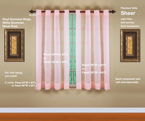 Image of Today's Curtain, Emelia Grommet Sheer Panel 63 inch Rose, 59 inch W x 63 inch L