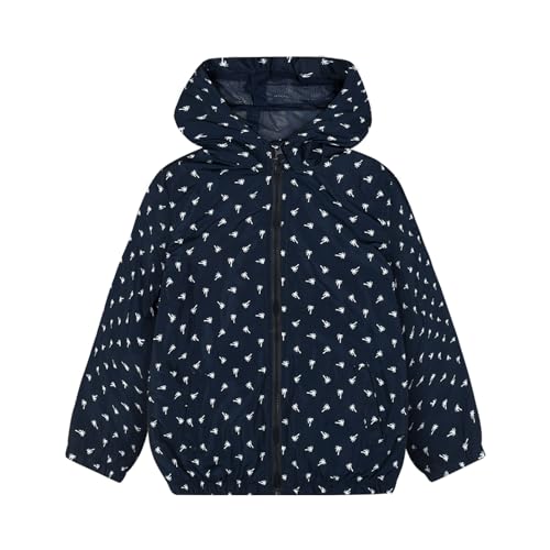 Image of SUNDAY ROSE Boys Girls Rain Jackets Lightweight Waterproof Hooded Printed Raincoats Windbreakers for Kids