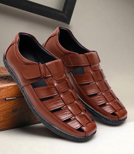 Image of ARAMISH Men,s Genuine Leather Fisherman Sandals