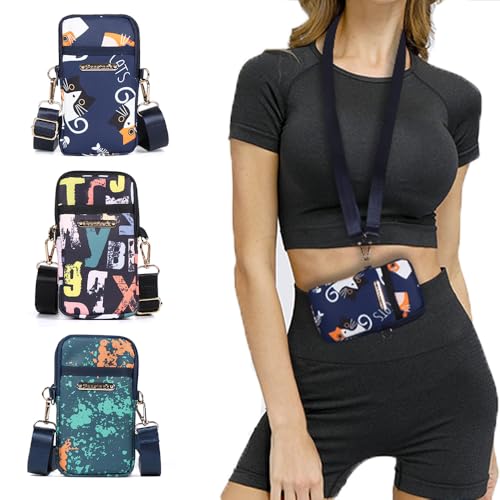 Geestock Cell Phone Purse Small Crossbody Shoulder Holsters Bags with Arm Bands Phone Key Pouch Holder for Running, Walking, Hiking & Biking (Blue Cats)3