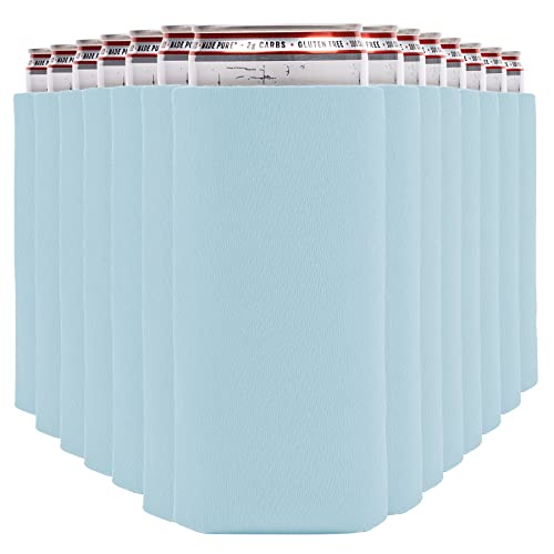Image of Slim Can Cooler Sleeves (30-Pack) Soft Slim Can Koolie for White Claw Seltzer & Slim Beer - HTV Blanks for Vinyl Projects - Skinny Can Koolies Bulk - Tall Can Coolies for Slim Cans (Light Blue)