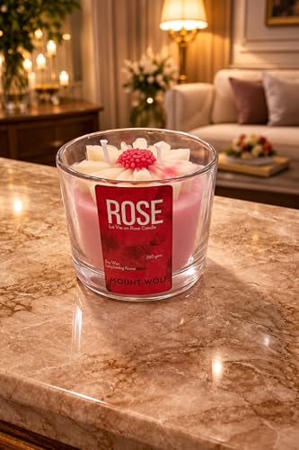 Image of Pink Blossom Scented Candle | Handcrafted Soy Wax Candle with Floral Top | Long-Lasting Aroma | Ideal for Gifting, Home Decor & Relaxation
