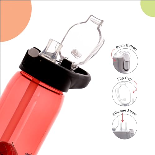Image of SKi Homeware Impact Sipper Water Bottle, for School, Sports, Trek, Travel | Teens and Kids of all age groups | Leakproof, Light Weight, Pop-up Sipper with Handle, 750 ML, Spiderman