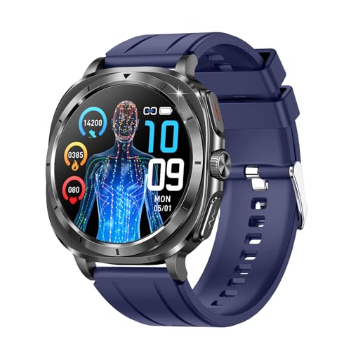 JUSUTEK 革新 2025 高級スマートウォッチ,Bluetooth通話,1.43インチAMOLED全金属腕時計,24時間センサ管理,女性機能,万歩計,IP68防水,NFC機能,電卓,ミニゲーム,リモコン写真,DIY文字盤,smart watch,音楽