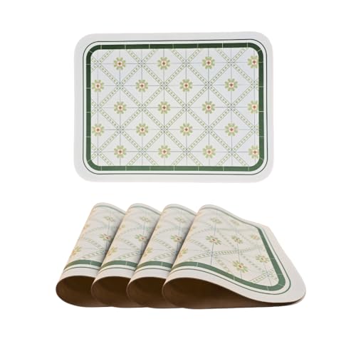 Image of Faux Leather Dining Table Placemats | Heat Insulation & Stain Resistant Waterproof Non Slip Dinner Table Mats | Perfect for Home, Kitchen, Restaurant, Office (Sage Green, Set of 4)