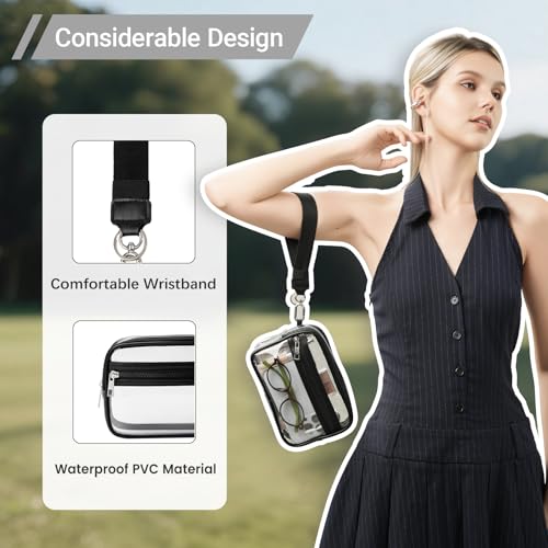 Image of Clear Wristlet Stadium Approved Clear Bag Wallet Transparent Purse for Concerts Sports Events