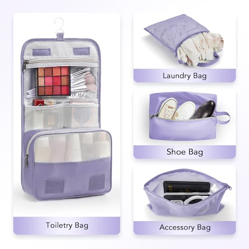 Image of OlarHike 10-Pack Compression Packing Cubes for Travel Essentials,Compressible Expandable Packing Cubes for Suitcase,Luggage Garment Bags for Travel,Handy Helper for Organizing Clothes(Purple Gray)