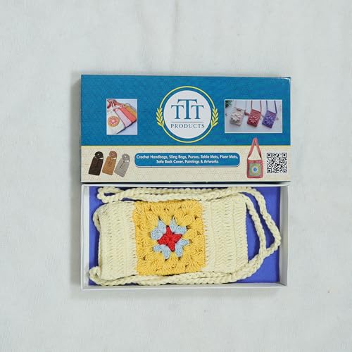 Image of Mobile phone Crochet sling bags for ladies- tightly knit with acrylic yarn.